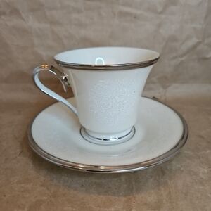 Lenox Moonspun Cup And Saucer Platinum Trim